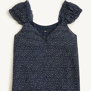 J Crew Navy Polka Dot Top